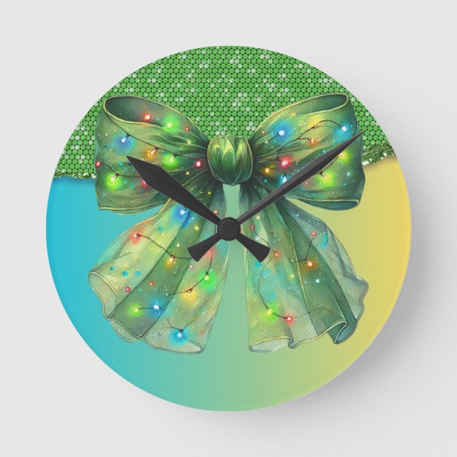 Christmas Party Drip Bling Festive Merry Xmas Ligh Round Clock (Front)