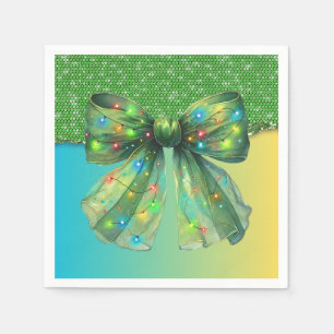 Christmas Party Drip Bling Merry Xmas Lights Bow Napkin