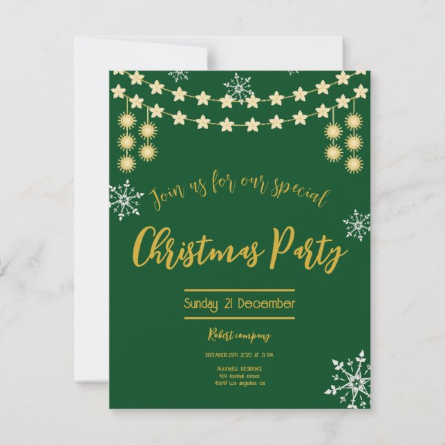 Christmas party elegant corporate dinner holiday card (Front)