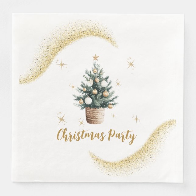 Christmas Party Elegant Gold Dessert Napkin (Front)
