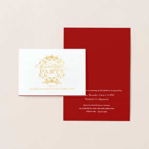 Christmas Party Elegant Vintage Wreath Invite