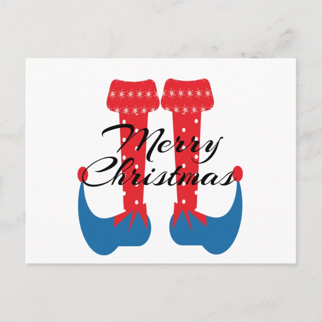 Christmas Party Elf Feet Whimiscal Postcard (Front)