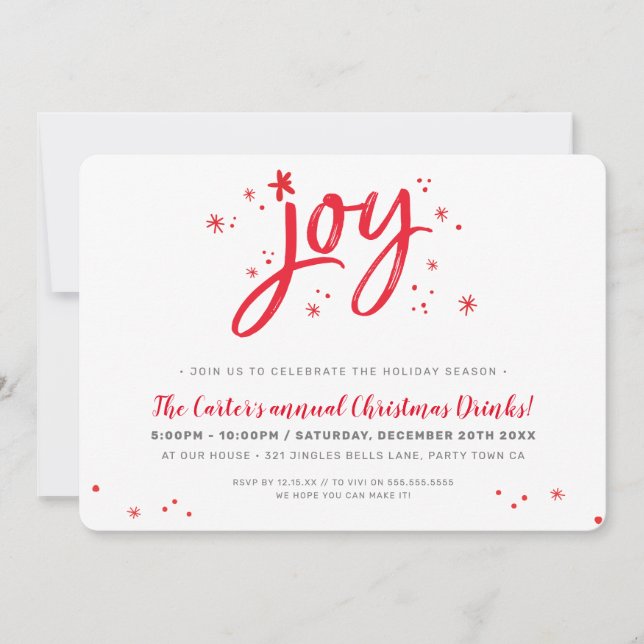 CHRISTMAS PARTY festive fun bold joy red sparkles Holiday Card (Front)