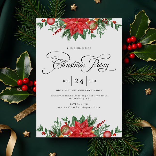Christmas Party Festive Greenery Holiday Invitation (Creator Uploaded)