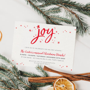 CHRISTMAS PARTY festive lettering joy red sparkles Holiday Card
