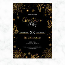 Christmas Party Flowers & Stars | Black & Gold