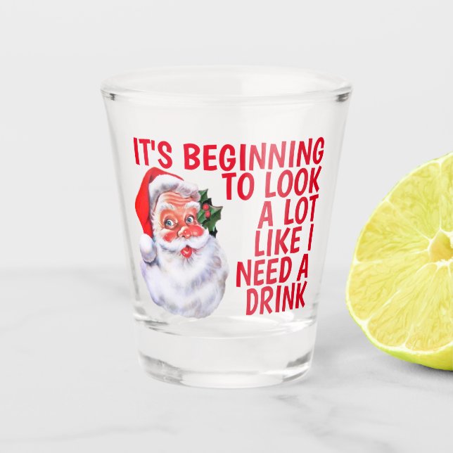 Christmas Party | Funny Santa Claus Drinking Humou Shot Glass (Front)