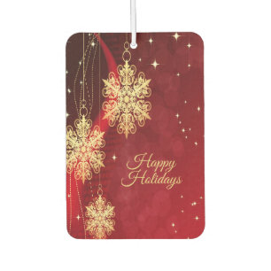 Christmas Party Gift Red Golden Snowflakes Holiday Car Air Freshener