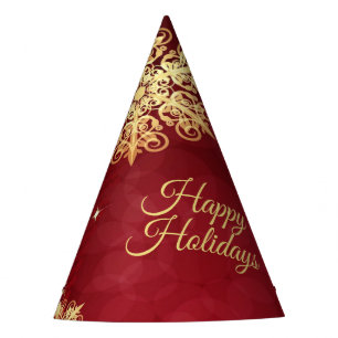 Christmas Party Gift Red Golden Snowflakes Holiday Party Hat
