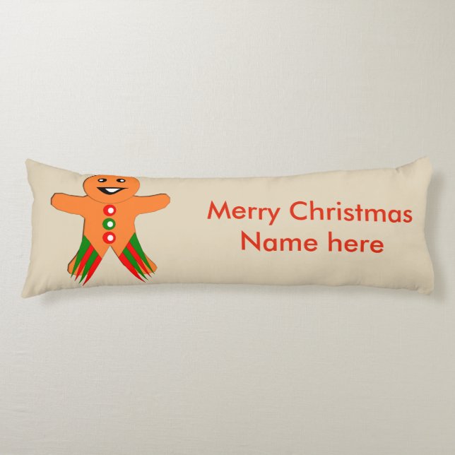 Christmas Party Gingerbread Man Body Pillow (Front)