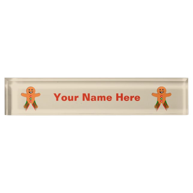 Christmas Party Gingerbread Man Custom Nameplate (Front)