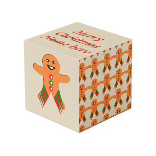 Christmas Party Gingerbread Man Custom Photo Cube