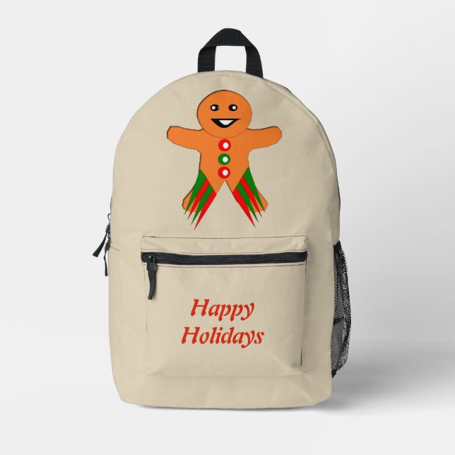 Christmas Party Gingerbread Man Custom Printed Backpack (Front)