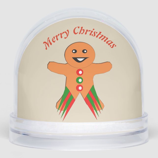 Christmas Party Gingerbread Man Custom Snowglobe (Front)