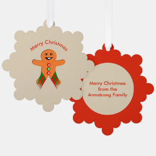 Christmas Party Gingerbread Man Custom Tree Decoration Card