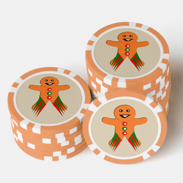 Christmas Party Gingerbread Man Poker Chips (Stack)
