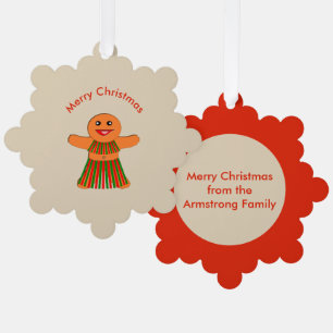 Christmas Party Gingerbread Woman Custom Tree Decoration Card