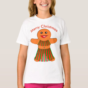 Christmas Party Gingerbread Woman Kids T Shirt