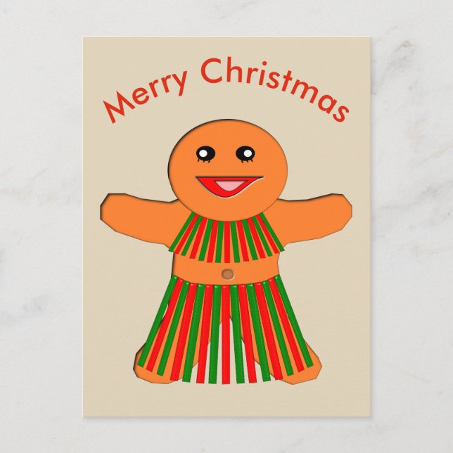 Christmas Party Gingerbread Woman Postcard (Front)