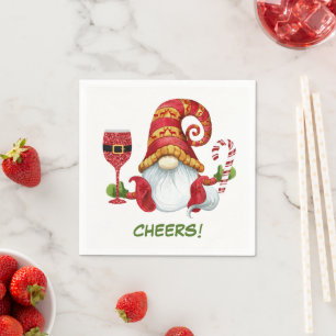 Christmas Party Gnome Cheers Napkin