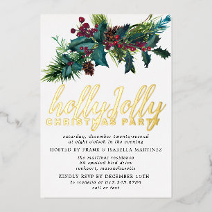 Christmas Party Gold Foil Invitation Postcarc