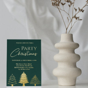 Christmas Party Gold Green Trees Modern 
