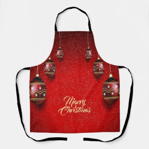 Christmas Party Golden Red Winter Elegant Apron