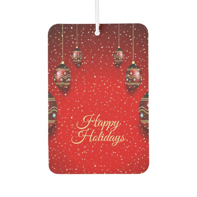 Christmas Party Golden Red Winter Holidays Elegant Car Air Freshener (Front)