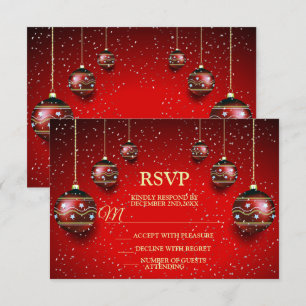 Christmas Party Golden Red Winter Holidays Elegant RSVP Card