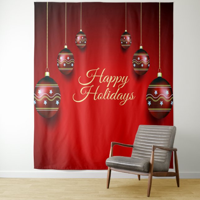 Christmas Party Golden Red Winter Holidays Elegant Tapestry (In Situ)