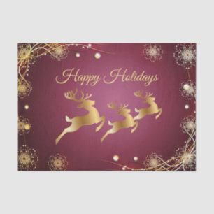 Christmas Party Golden Reindeers Red Pink Elegant Tissue Paper