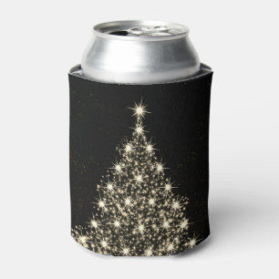 Christmas Party Golden Shiny Tree Winter Black Can Cooler