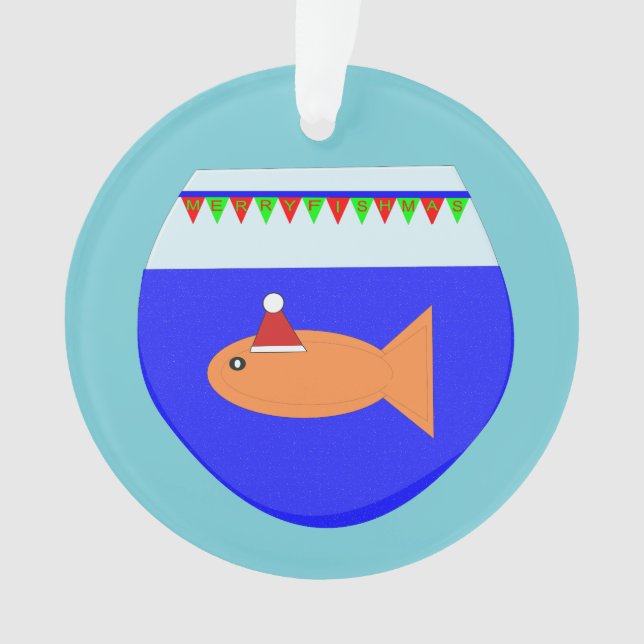 Christmas Party Goldfish Acrylic Ornament (Front)