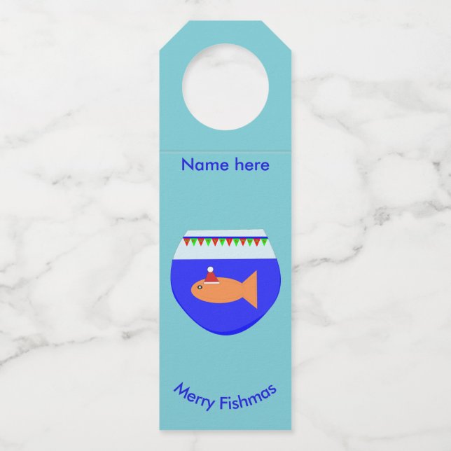 Christmas Party Goldfish Custom Bottle Hangers (Front)
