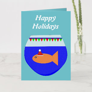 Christmas Party Goldfish Custom Foil Greeting Card