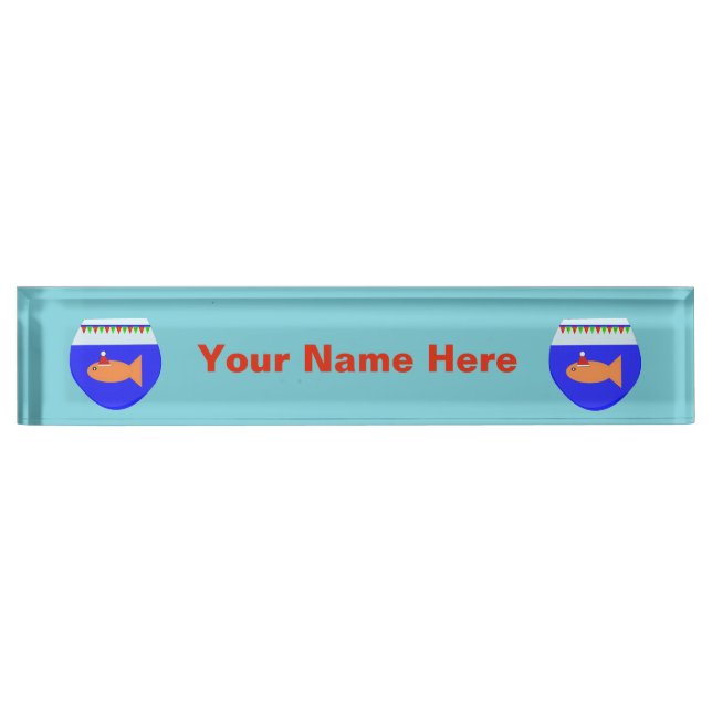 Christmas Party Goldfish Custom Nameplate (Front)