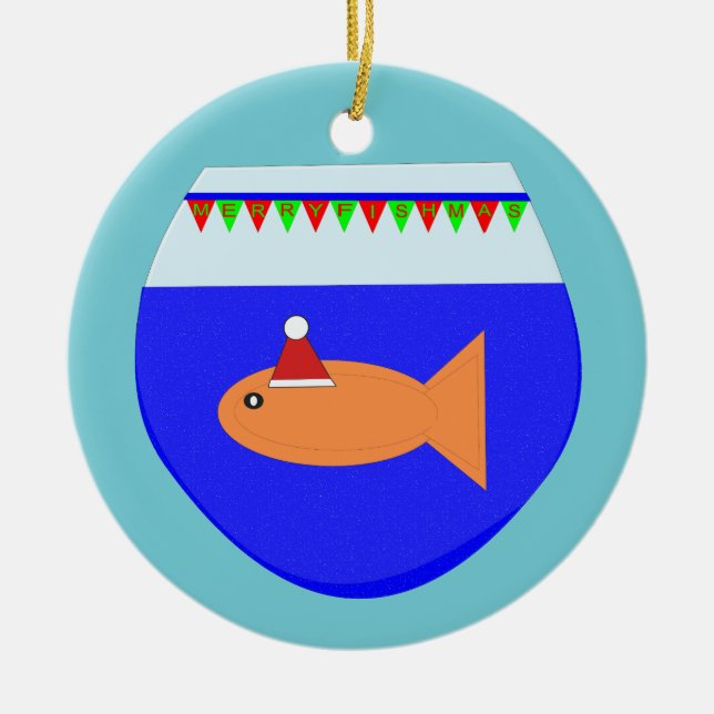 Christmas party Goldfish Custom Ornament (Front)