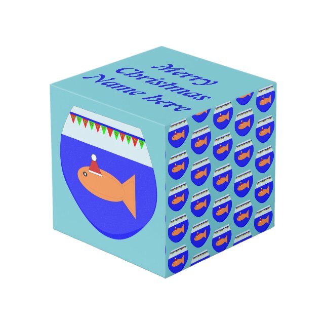 Christmas Party Goldfish Custom Photo Cube (Front Angled)