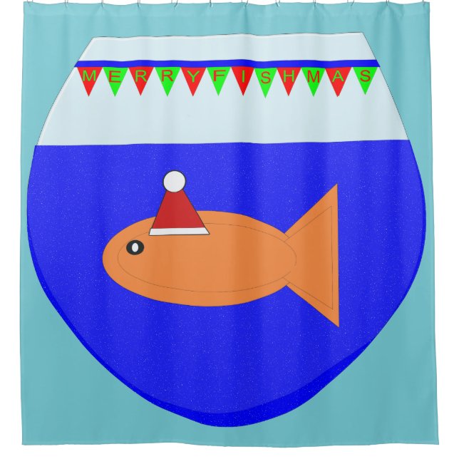 Christmas Party Goldfish Custom Shower Curtain (Front)