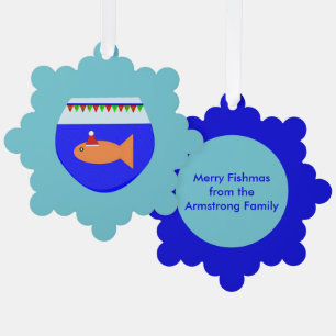 Christmas Party Goldfish Custom Tree Decoration Card