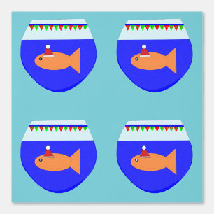 Christmas Party Goldfish Patterned Wallpaper