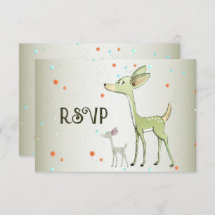 Christmas Party Green Deers Holidays Cute RSVP Card