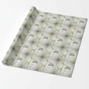 Christmas Party Green Deers Holidays Cute Wrapping Paper