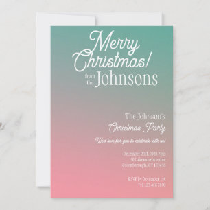 Christmas Party Green Pink Ombre Invitation