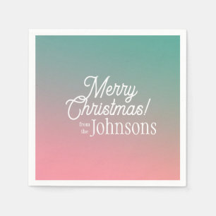 Christmas Party Green Pink Ombre Napkin