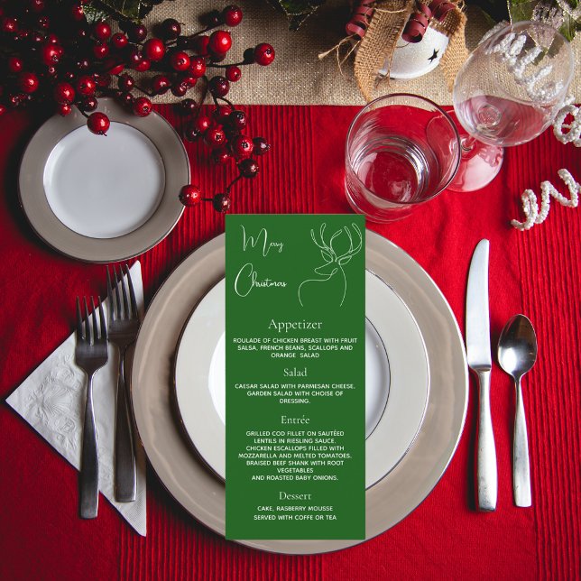 Christmas party green reindeer dinner menu (Creator Uploaded)
