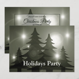 Christmas Party Green Trees Holiday Winter Elegant Invitation