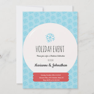 Christmas Party  Hand Drawn Snow Globe Snowflake Invitation