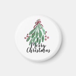 Christmas Party Hand Watercolor Tree and Bow Magnet