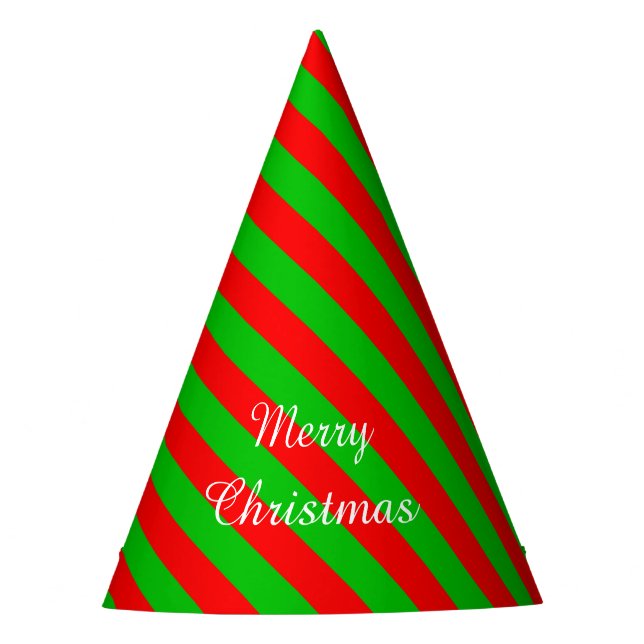 Christmas Party Hat/Green and Red Stripes Party Hat (Front)